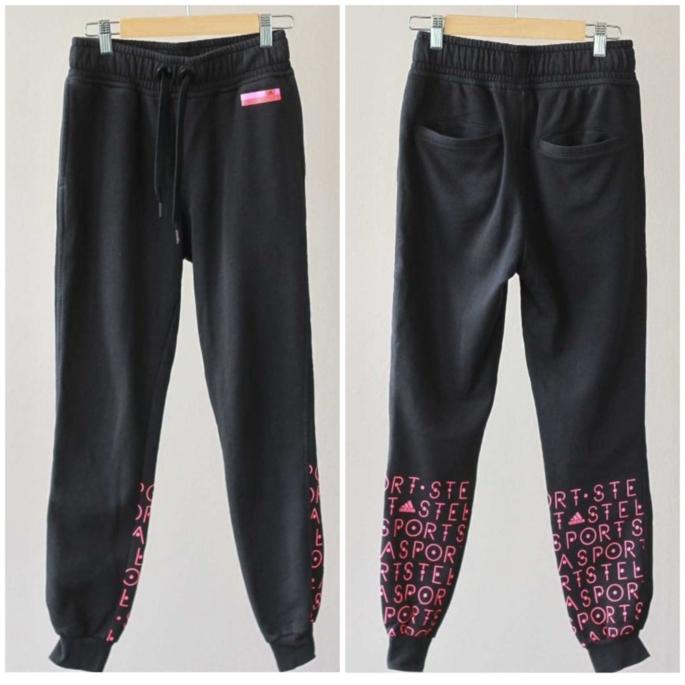 Adidas by Stella McCartney Black Joggers with Pink Accents